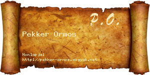 Pekker Ormos névjegykártya